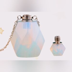 Gorgeous Opal Stone Facited Perfume Bottle Necklace - Iridescent